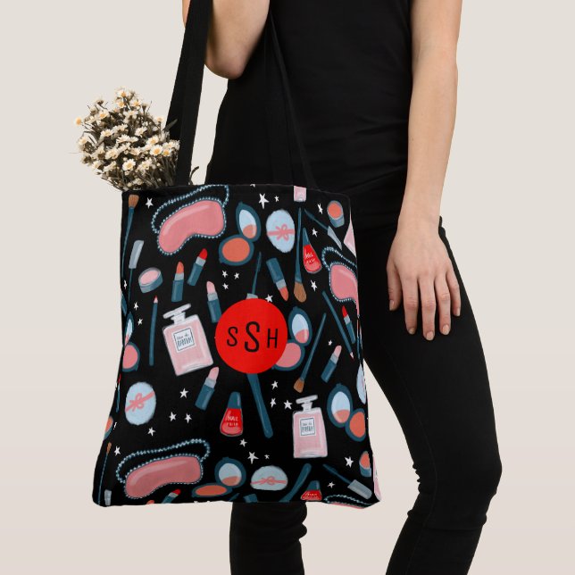 Makeup, Perfume, Cosmetics Tote Bag MONOGRAM black (Close Up)