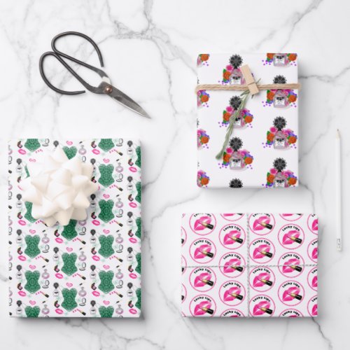 Makeup Perfume Cute Girly Modern Patterns Wrapping Paper Sheets