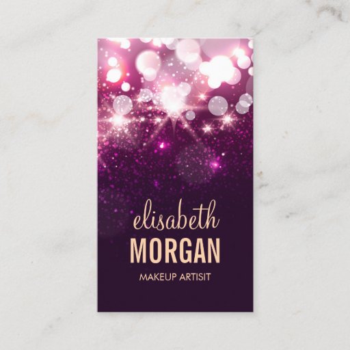 Customizable Makeup - Pink Glitter Sparkles Business Card Template