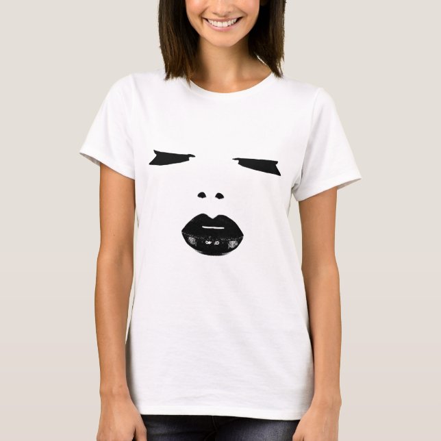 makeup pop art eyes lashes black lipstick lips T-Shirt (Front)