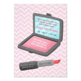 Makeup Powder and Lipstick Girls Birthday Party Card