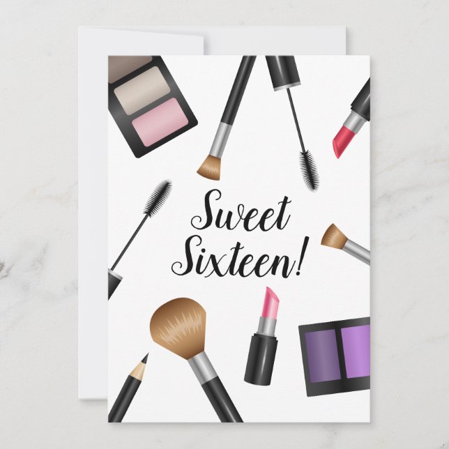 Makeup Products Sweet Sixteen Birthday Party Invitation (Front)