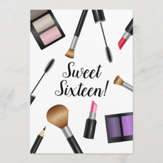 Makeup Products Sweet Sixteen Birthday Party Invitation