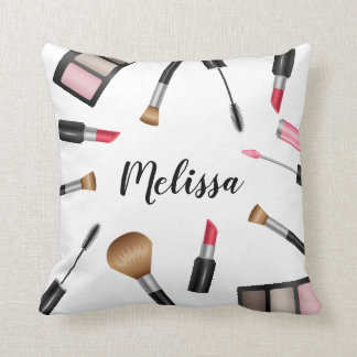 Makeup Products With Personalized Name Throw Pillow