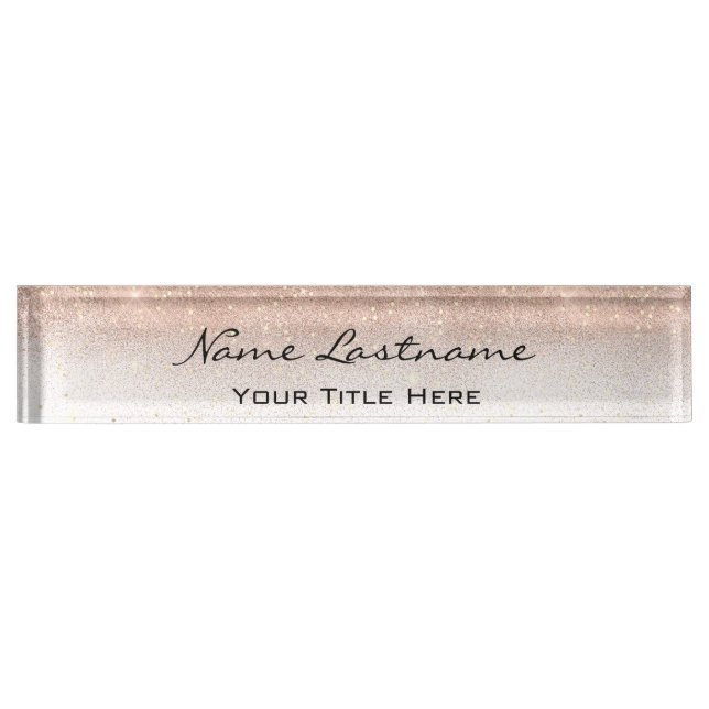 Makeup Rose Esthetician Beauty Hair Gold Blush Desk Name Plate (Front)