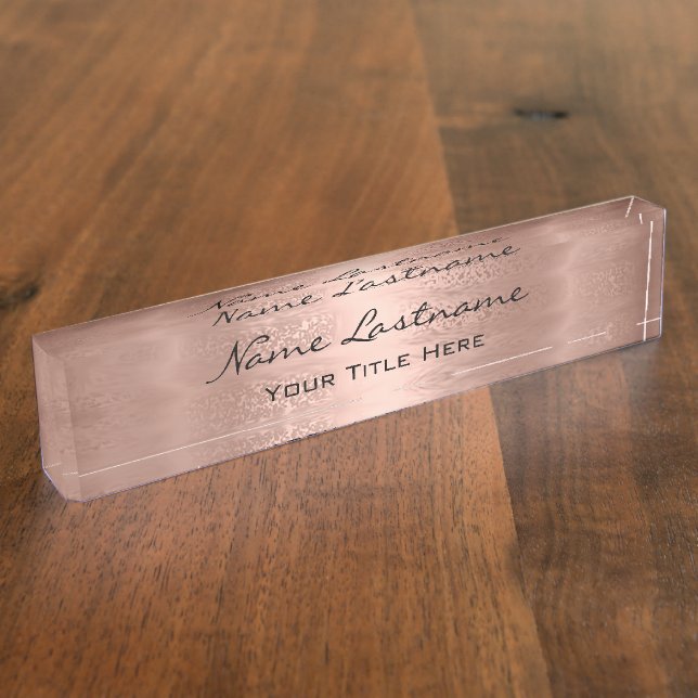 Makeup Rose Esthetician Beauty Hairdresser Custom Desk Name Plate (Side)