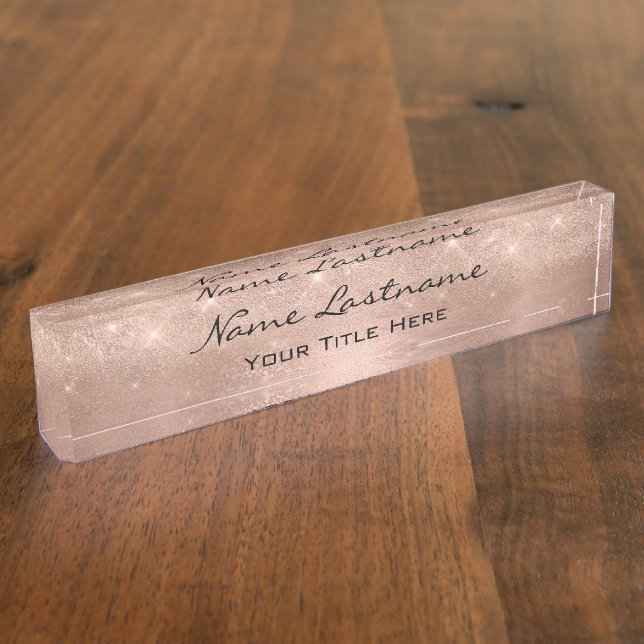 Makeup Rose Esthetician Beauty Hairdresser Spark Desk Name Plate (Side)