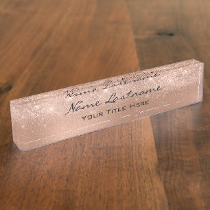 Makeup Rose Esthetician Beauty Studio Copper Desk Name Plate