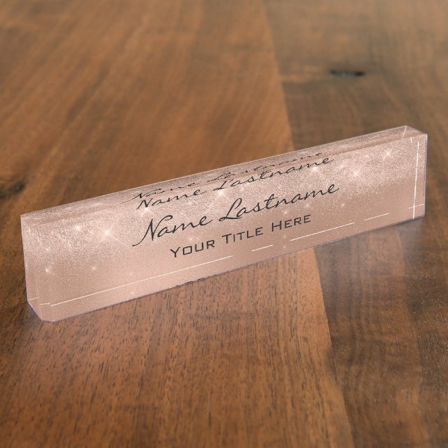 Makeup Rose Esthetician Beauty Studio Copper Desk Name Plate (Side)