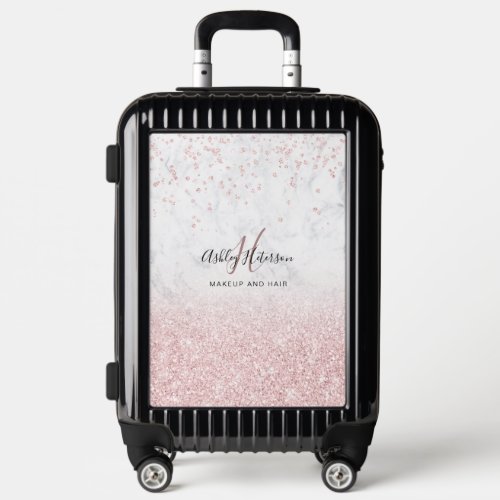 Makeup rose gold glitter marble sparkle confetti  luggage