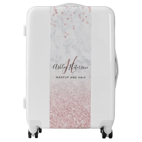 Makeup rose gold glitter marble sparkle confetti luggage