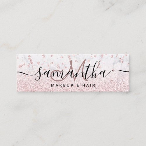 Makeup rose gold glitter marble sparkle confetti mini business card
