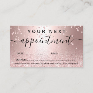 Makeup rose gold glitter metallic sparkle confetti appointment card
