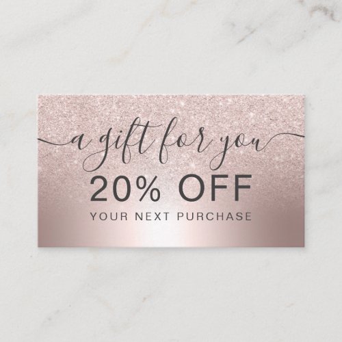 Makeup Rose gold glitter ombre metallic foil gift Discount Card