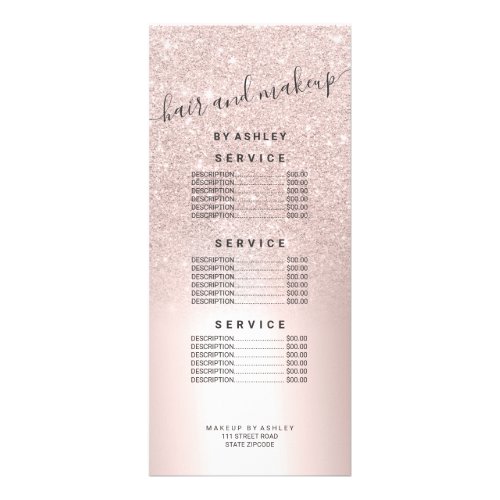 Makeup Rose gold glitter ombre metallic foil price Rack Card