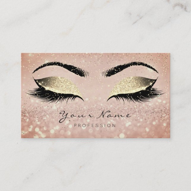 Makeup Rose Gold Lashes Extension Studio Confetti Appointment Card (Front)