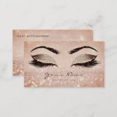 Makeup Rose Gold Lashes Extension Studio Glitter Appointment Card (Front/Back)