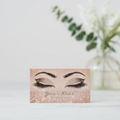 Makeup Rose Gold Lashes Extension Studio Glitter Appointment Card (Standing Front)