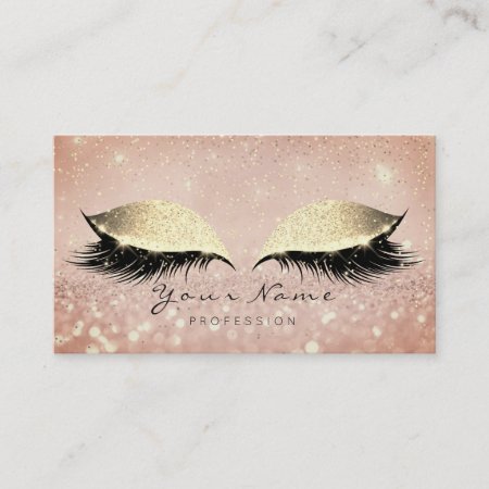 Makeup Rose Gold Lashes Extention Glitter Beauty Appointment Card