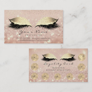 Makeup Rose Golden Lashes Beauty Loyalty Card 9