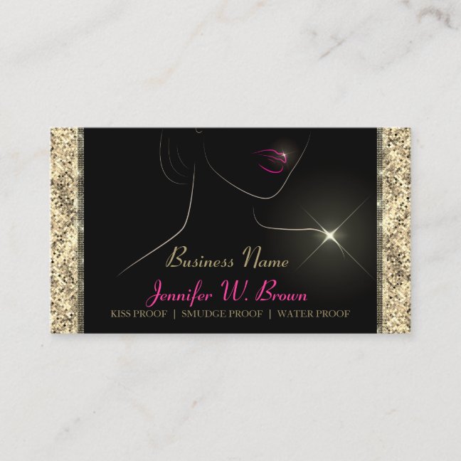 Makeup Salon Gold Lipstick Seller Business Card
