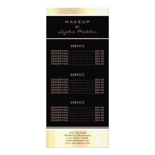 Makeup Salon Gold Ombre Trendy Glitter Black Rack Card
