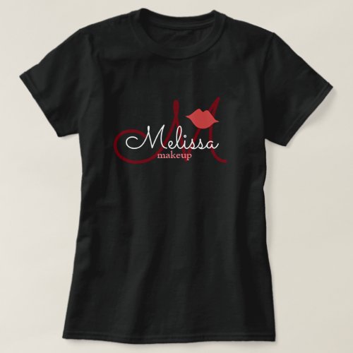 makeup salon name uniform black T_Shirt