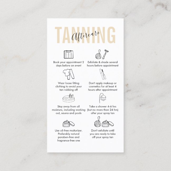 Makeup Salon Spray Tan Painting Aftercare Business Card
