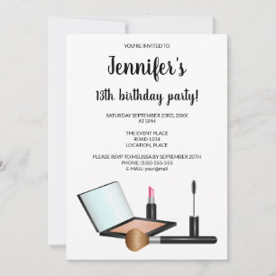 Makeup Set Illustration Cosmetics Birthday Party Invitation