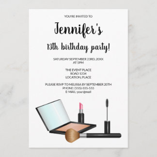 Makeup Set Illustration Cosmetics Birthday Party Invitation