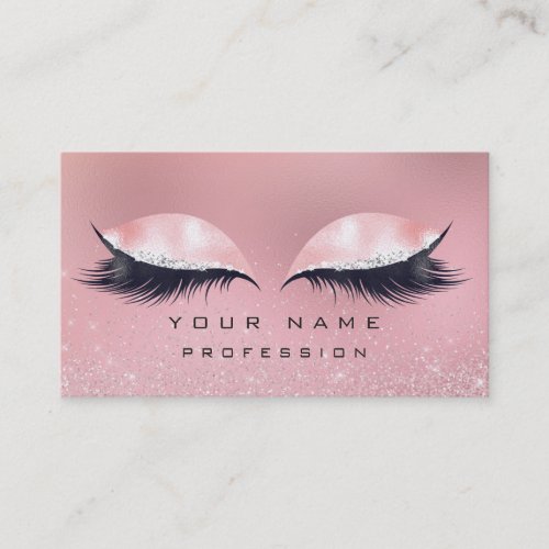 Makeup Silver Pink Glass Marble Lashes Glitter Wow Business Card
