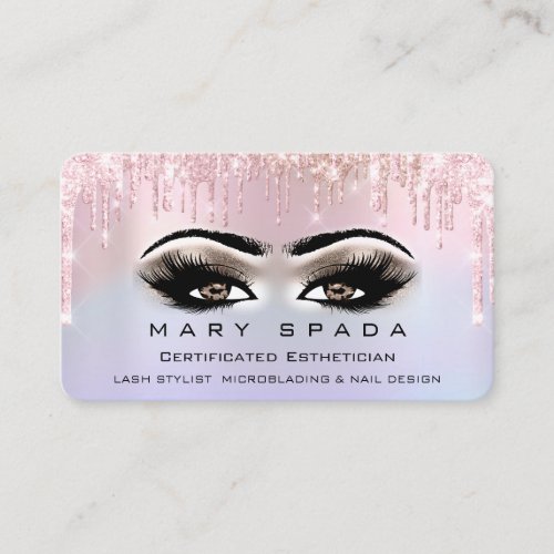 Makeup Smoky Brown Eyelash Pink  Drips Business Card