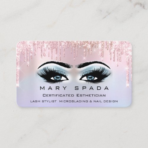 Makeup Smoky Eye Lashes Pink Holographic Drips Business Card