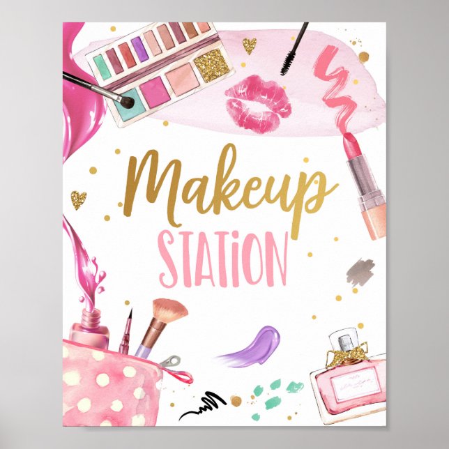 Makeup Station Spa Party Girl Glamour Birthday Poster (Front)