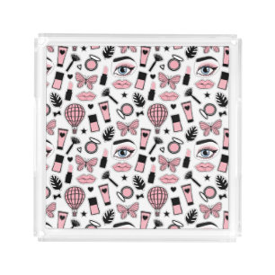 Makeup Sticker Pattern Acrylic Tray