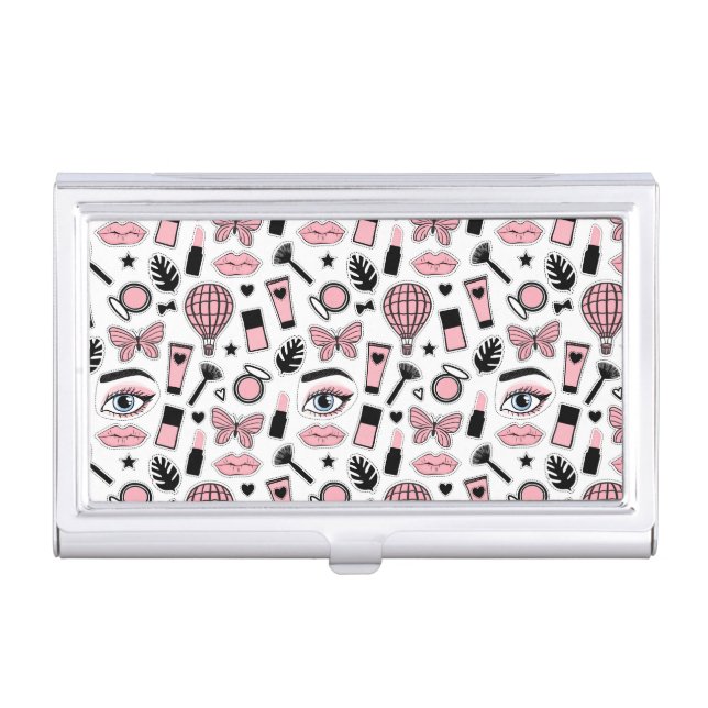 Makeup Sticker Pattern Business Card Case (Front)