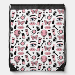 Makeup Sticker Pattern Drawstring Bag