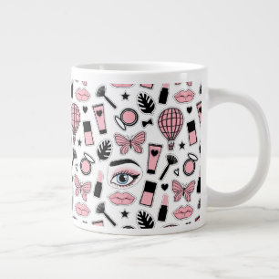 Makeup Sticker Pattern Giant Coffee Mug