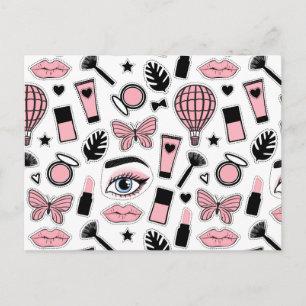 Makeup Sticker Pattern Holiday Postcard