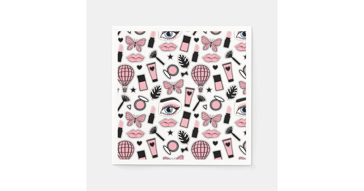 Makeup Sticker Pattern Napkins | Zazzle