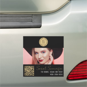 Makeup Studio Black Gold Logo Appointment Booking Car Magnet