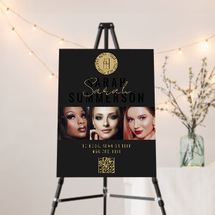 Makeup Studio Black Gold Logo QR Code 3 Photo Foam Board
