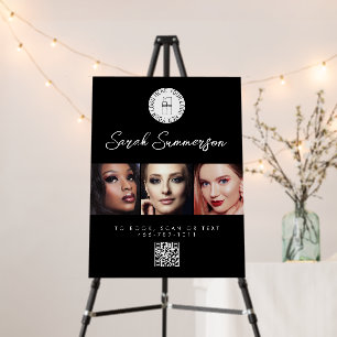 Makeup Studio Black White Logo QR Code 3 Photo Foam Board