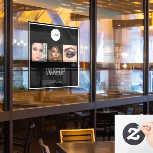 Makeup Studio Elegant Photo Collage Logo Window Cling