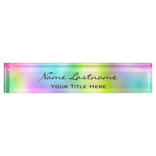 Makeup Studio Esthetician Beauty Hair Holograph Desk Name Plate (Front)
