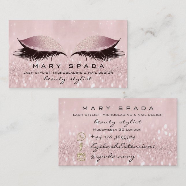 Makeup Studio Eyebrows Lashes Pink SPA Nails Business Card (Front/Back)