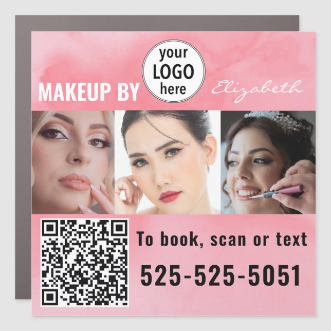 Makeup Studio Photo Logo QR Code Car Magnet (Front)