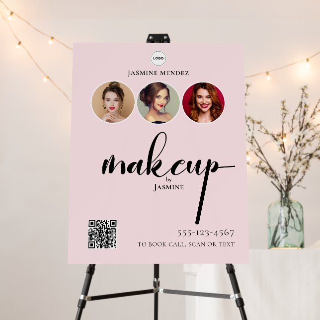 Makeup Studio QR Code Photo Collage Salon Display Foam Board (In Situ (Stand))