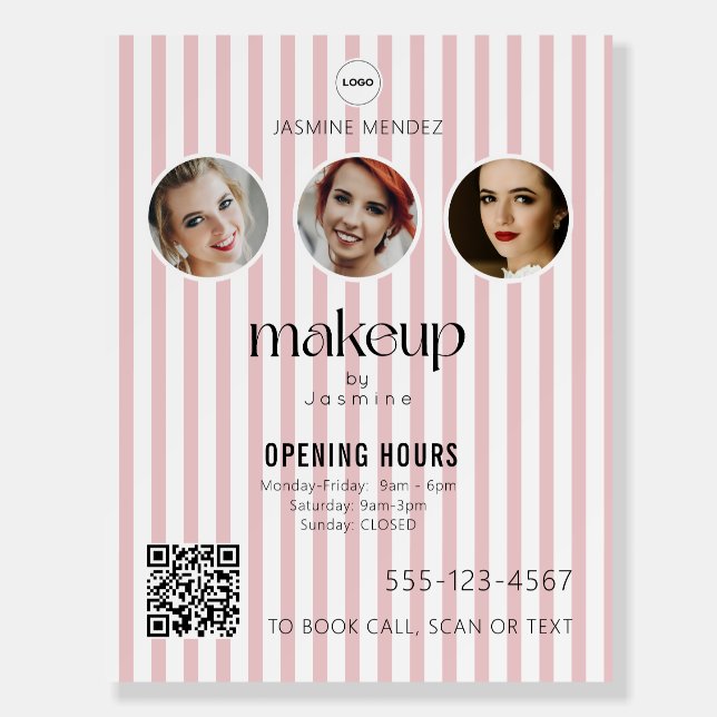 Makeup Studio QR Code Photo Collage Salon Display Foam Board (Front)