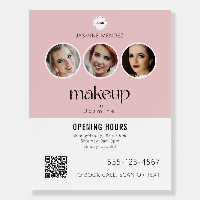 Makeup Studio QR Code Photo Collage Salon Display Foam Board (Front)